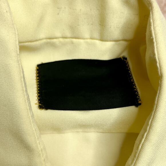 Vintage 70s Yellow Short Sleeve Dagger Collar Button Up Shirt Pastel Disco Retro - Picture 3 of 5